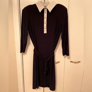 Ralph Lauren polo dress. Navy and cream, with gold buttons. Size 8.